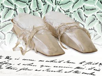 Display dancing with jane austen satin slippers